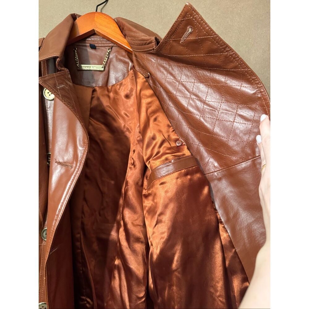 IMAN Leather Coat Tie Waist - Picture 11 of 15